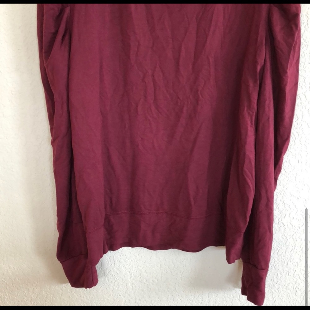 bobi Puff Sleeve Crewneck Sweater in Burgundy - Picture 4 of 4